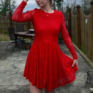 Red lace dress